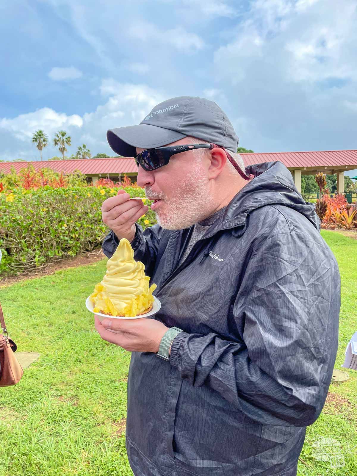 Grant eating Dole Whip