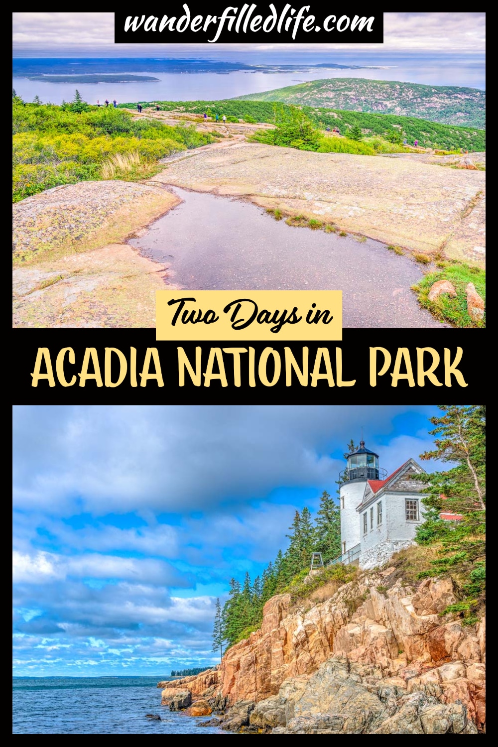 With two days in Acadia National Park, you can enjoy the rugged coast, mountain summits, and a walk on the historic carriage roads.